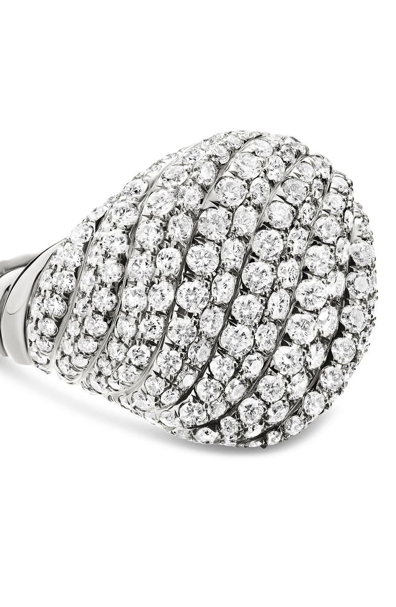 David Yurman Sculpted Cable Pinky Ring in 18K White Gold with Pavé Diamonds, Alternate, color, 18K White Gold