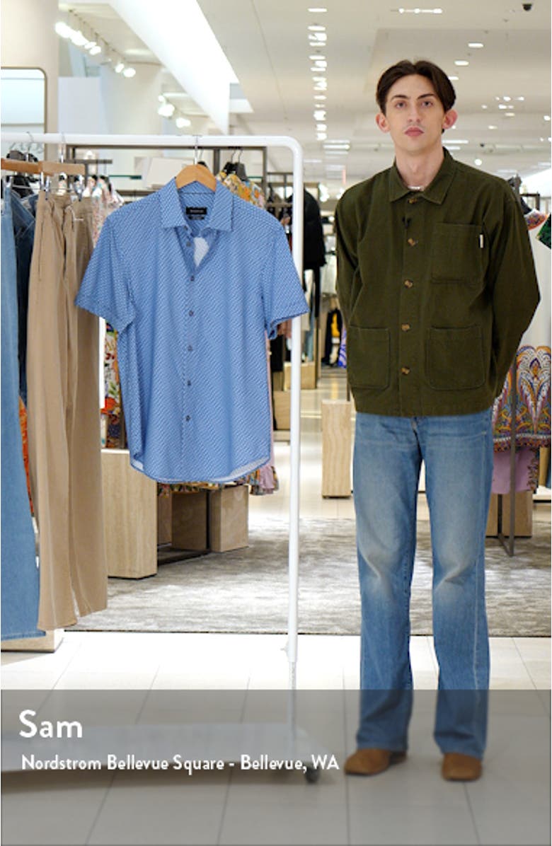 Miles OoohCotton<sup>®</sup> Geometric Short Sleeve Button-Up Shirt, sales video thumbnail