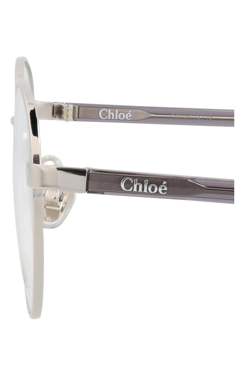 Chloé 52mm Round Optical Glasses, Alternate, color, Silver Grey Transparent