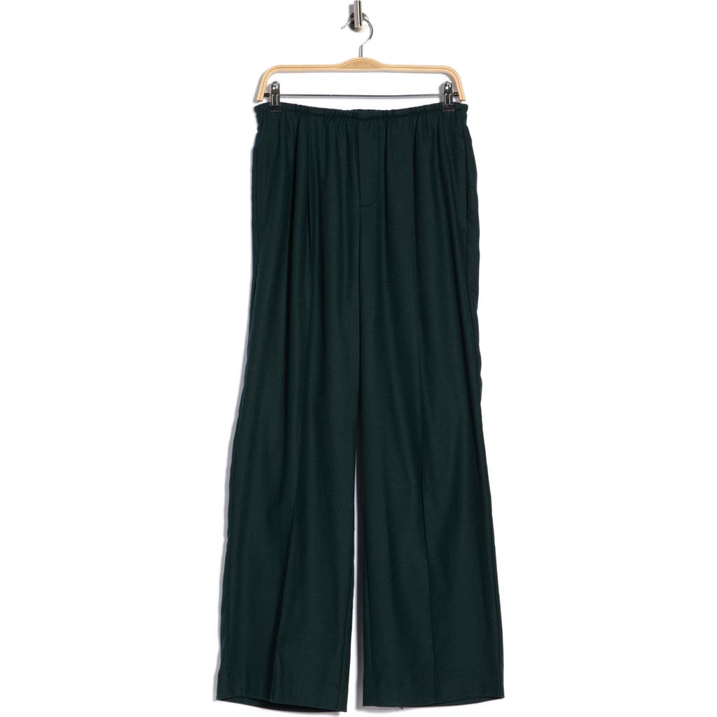 Vince Brushed Flannel Wide Leg Pull-on Pants In Green