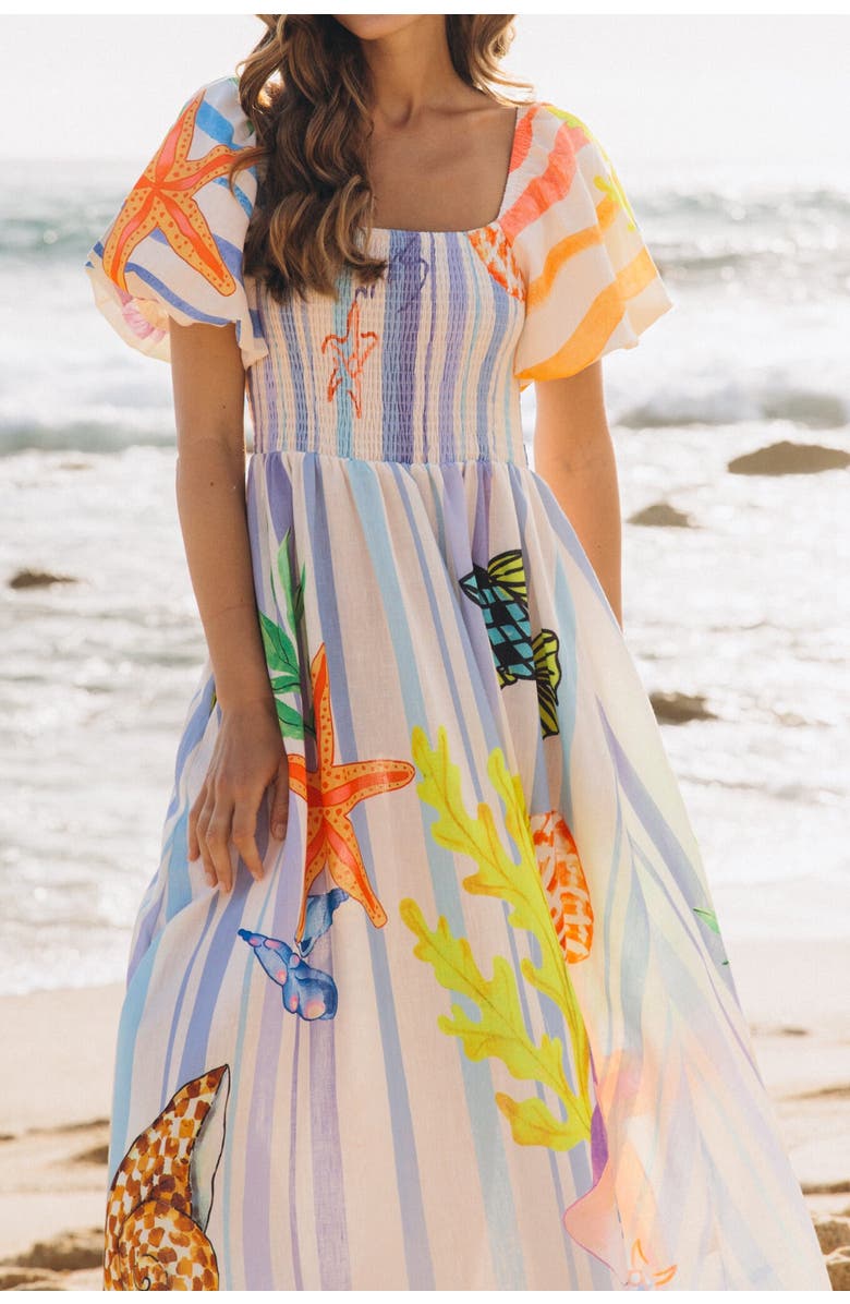 Label of Love Ocean Puff Sleeve Maxi Dress, Alternate, color, Blue