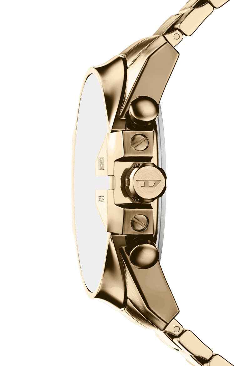 Mega Chief Slim Chronograph Bracelet Watch, 48mm, Alternate, color, ANTIQUE GOLD/ NAVY