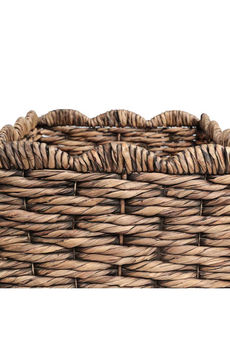 Coral Handwoven Water Hyancinth Scalloped Edge Nesting Storage Baskets, Alternate, color, Brown