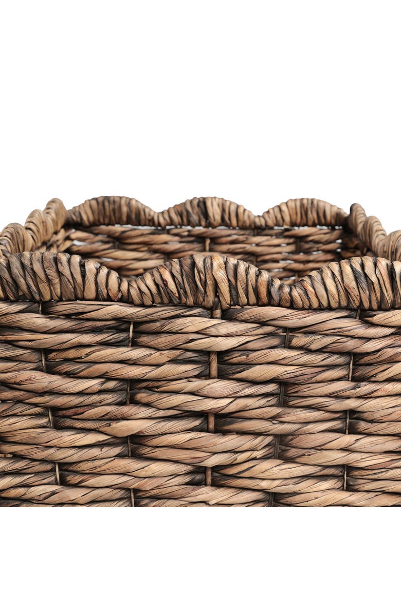 HAPPIMESS Coral Handwoven Water Hyancinth Scalloped Edge Nesting Storage Baskets, Alternate, color, Brown