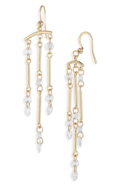 Floating Cubic Zirconia Bar Chandelier Earrings