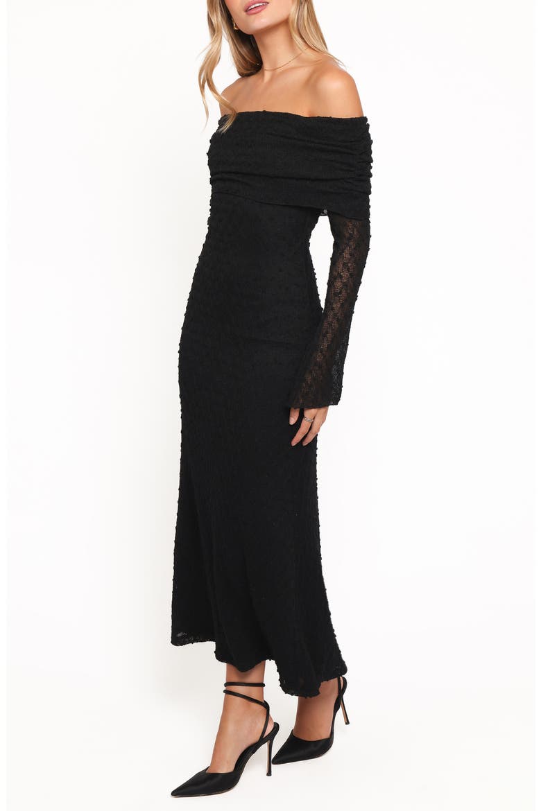 Wilma Off the Shoulder Long Sleeve Maxi Dress, Alternate, color, BLACK
