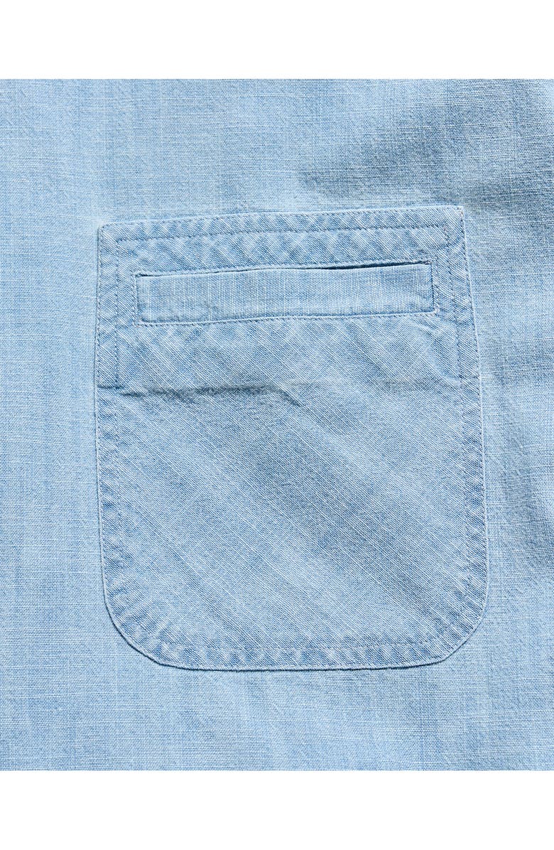 Billy Reid Donelson Short Sleeve Organic Cotton Chambray Sport Shirt, Alternate, color, Blue