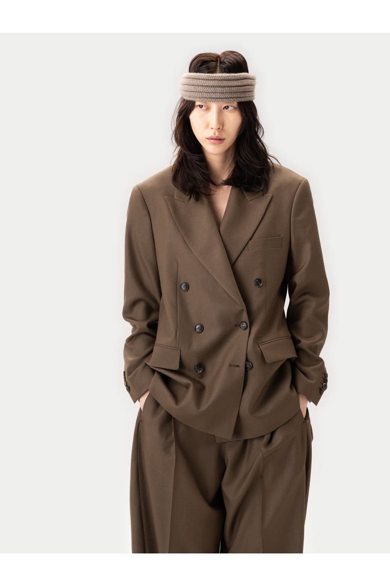 Double-Breasted Cashmere Suit Blazer, Alternate, color, sepia