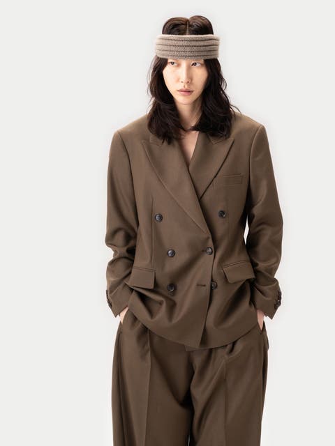 Double-Breasted Cashmere Suit Blazer