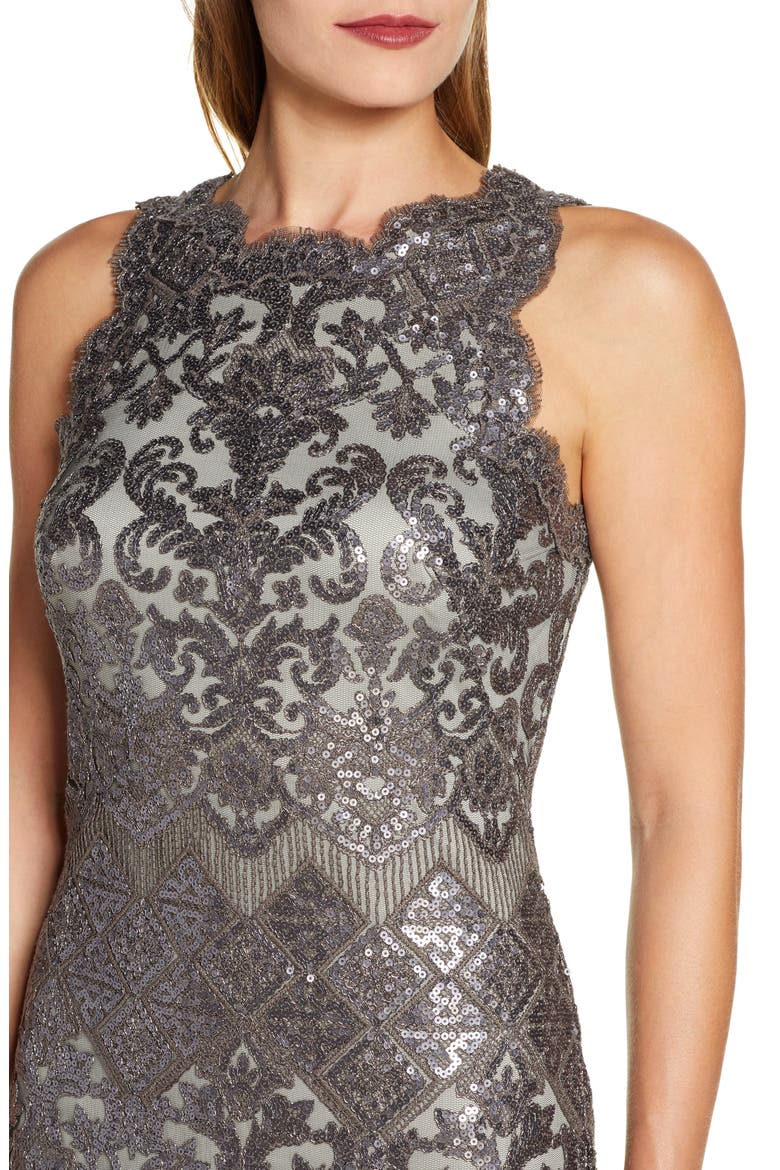 Sequin Lace Cocktail Dress, Alternate, color, DARK PEARL