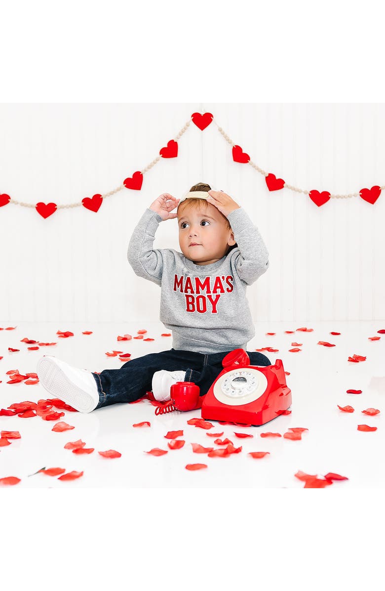 Sweet Wink Mama
s Boy Varsity Patch Valentine
s Day Sweatshirt, Alternate, color, Grey