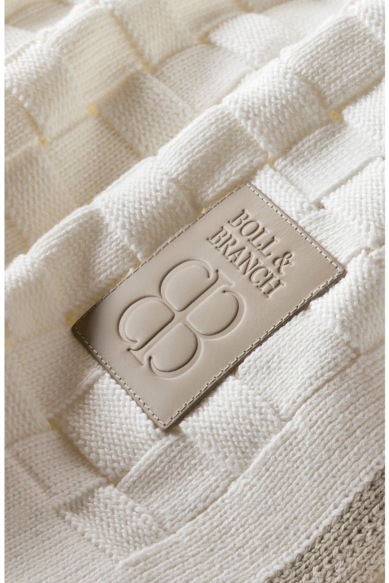 Basket Weave Knit Organic Cotton Throw Blanket, Alternate, color, CREAM/ PEWTER/ SAND