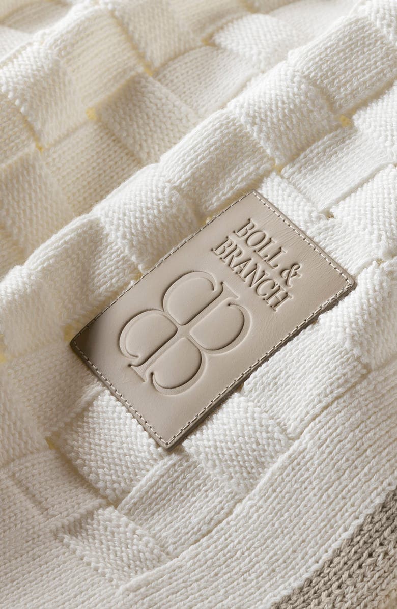 Boll & Branch Basket Weave Knit Organic Cotton Throw Blanket, Alternate, color, Cream/ Pewter/ Sand