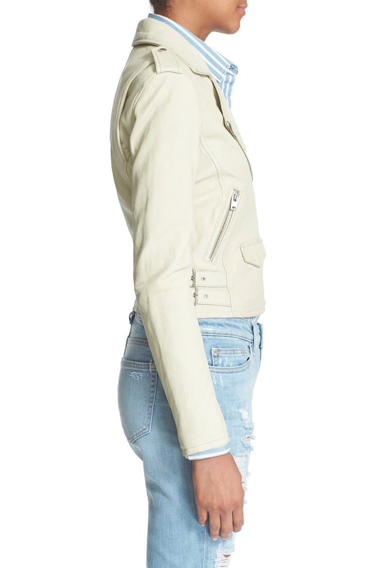 'Ashville' Lambskin Leather Moto Jacket, Alternate, color, CHALK