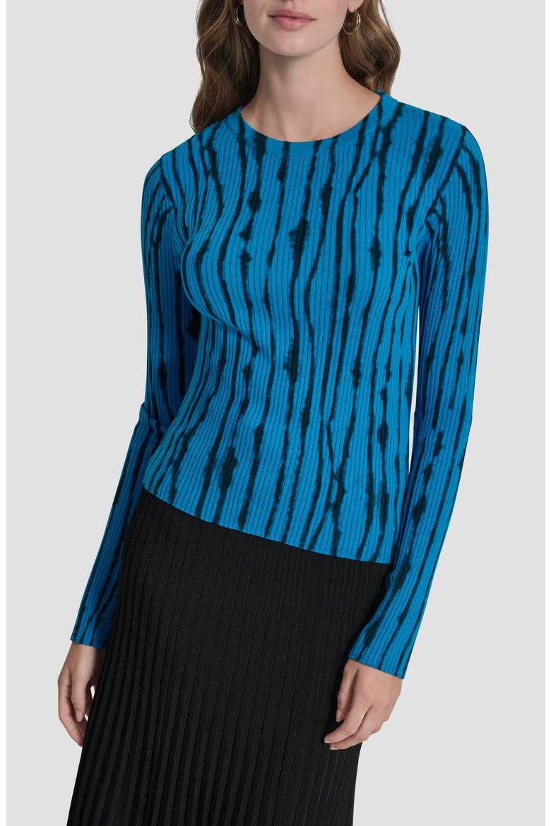 Dye Print Rib Sweater, Main, color, BLUE PLACED GRAFFITI