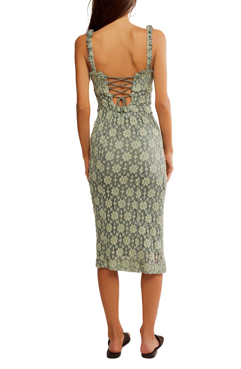 Free People Lucinda Floral Lace Midi Dress, Alternate, color, Lilypad Combo
