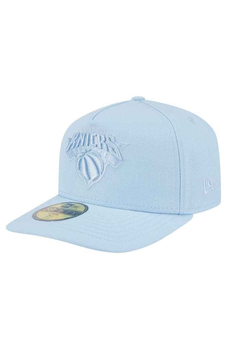 New Era Men's New Era  Light Blue New York Knicks Colorpack A-Frame Pinch Front 59FIFTY Fitted Hat, Alternate, color, 