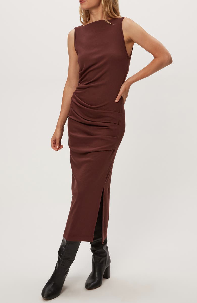 Michael Stars Reign Ruched Sleeveless Maxi Dress, Alternate, color, Espresso