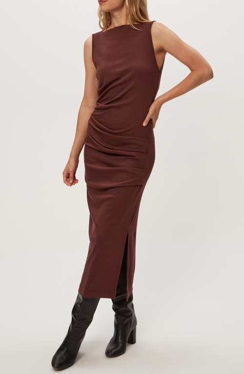 Michael Stars Reign Ruched Sleeveless Maxi Dress In Brown