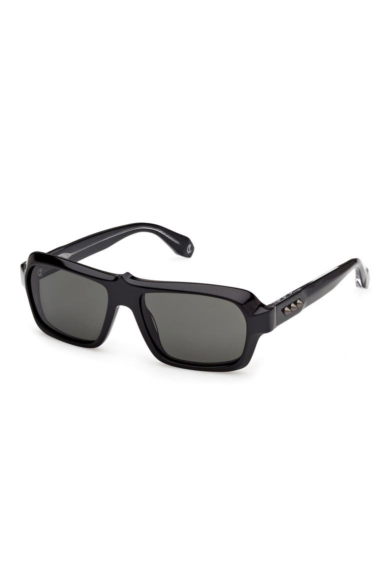 56mm Rectangular Sunglasses, Alternate, color, BLACK GUNMETAL / ZEISS SMOKE