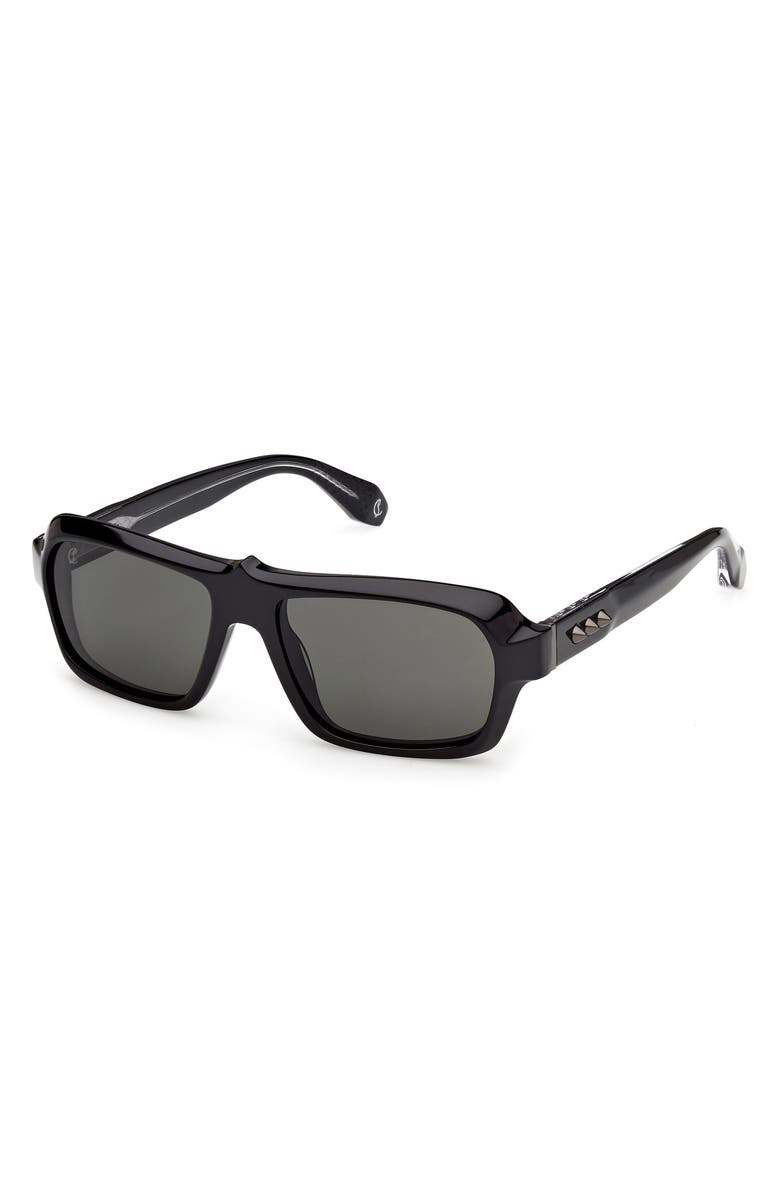 Christian Louboutin 56mm Rectangular Sunglasses, Alternate, color, Black Gunmetal / Zeiss Smoke