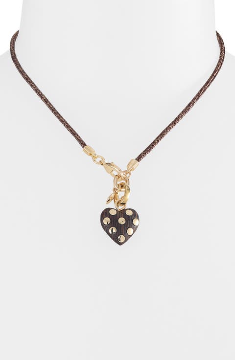 The Mini Studded Wooden Pendant Necklace