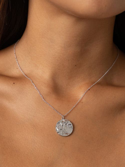 Saint And Sofia Saint + Sofia Molten Disc Charm Necklace In Silver