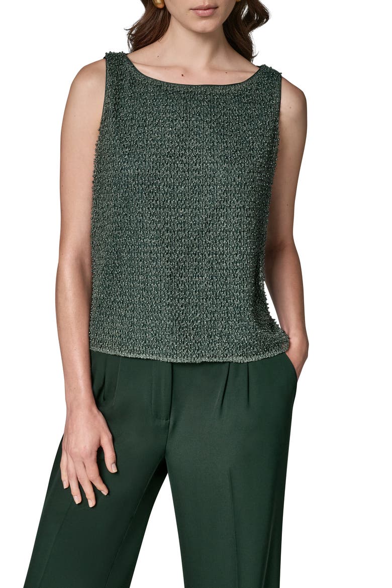Boat Neck Metallic Beaded Tank, Main, color, BLK FOREST