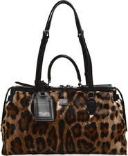Dolce&Gabbana Rumble Leopard Print Genuine Calf Hair Satchel