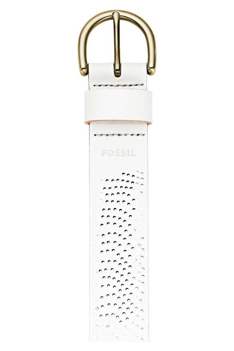 Perforated Leather Belt, Alternate, color, COCONUT