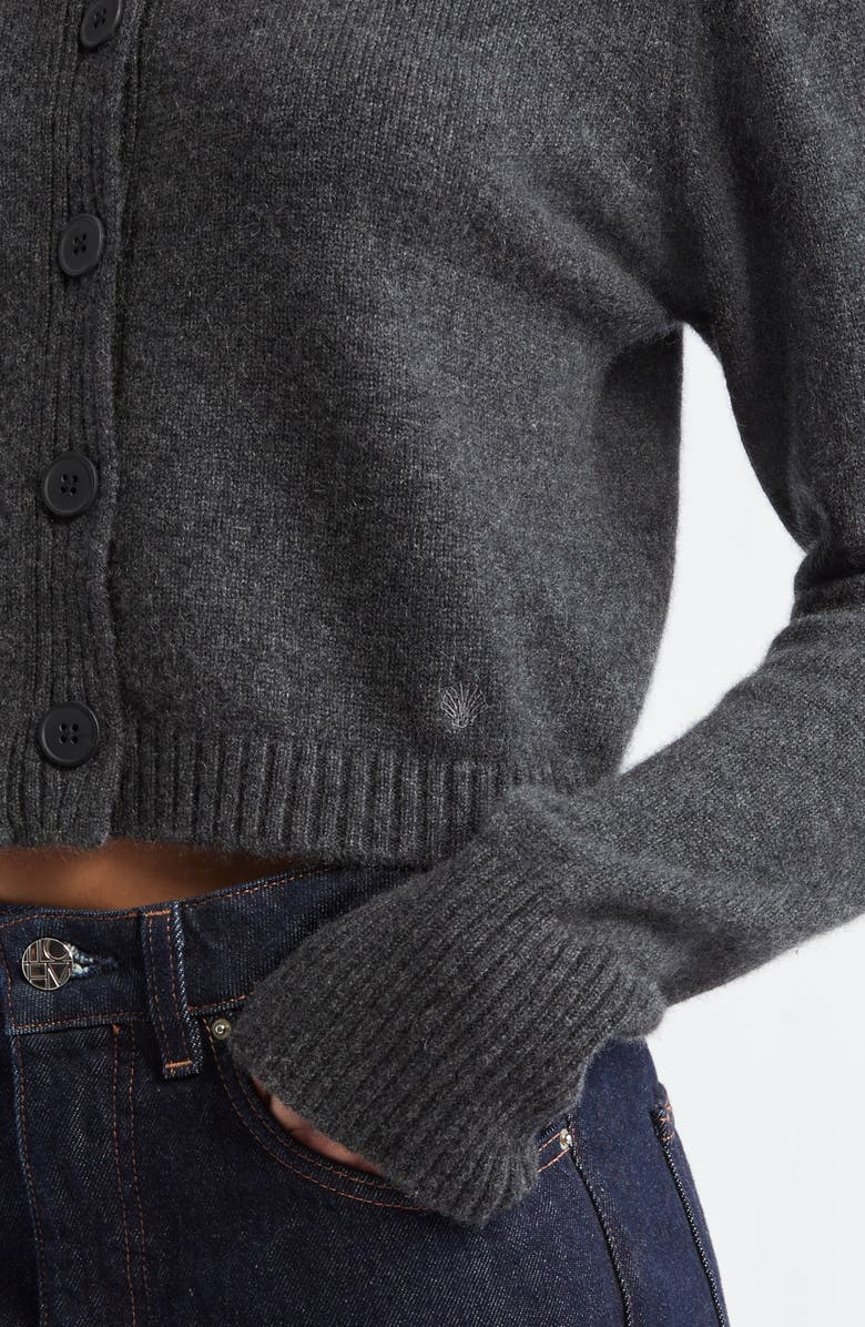 LOULOU DE SAISON Zephir Crop Cashmere Cardigan, Alternate, color, Anthracite Melange