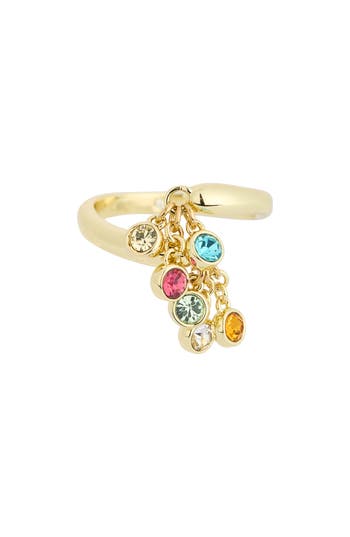 Covet Multicolor Crystal Drop Wrap Ring In Gold