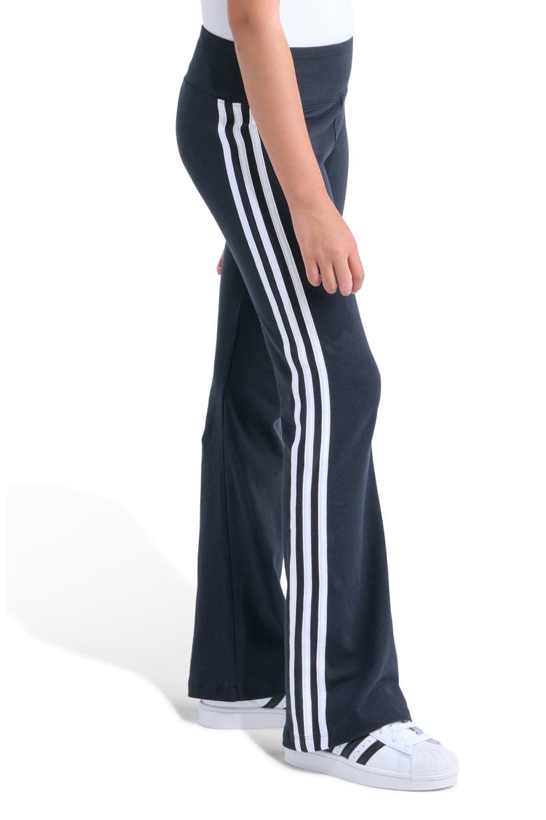 Kids' 3-Stripes Stretch Cotton Flare Leggings, Alternate, color, BLACK