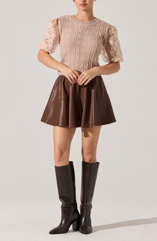 Astr The Label Elzie Mixed Media Sweater In Brown