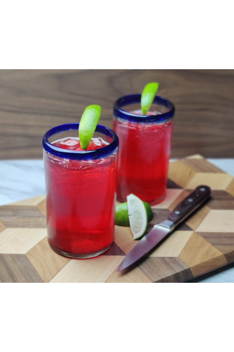 Rim Drinking Glasses - Set of 6, Alternate, color, Cobalt Rim