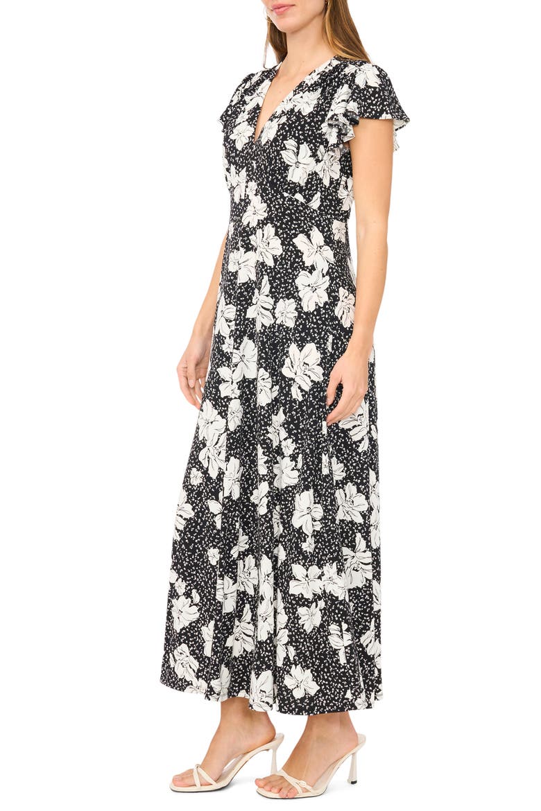 Floral Cap Sleeve Empire Waist Maxi Dress, Alternate, color, NEW IVORY