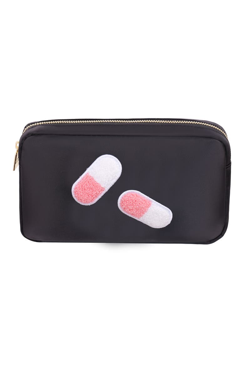 Medium Pill Cosmetics Bag, Main, color, BLACK