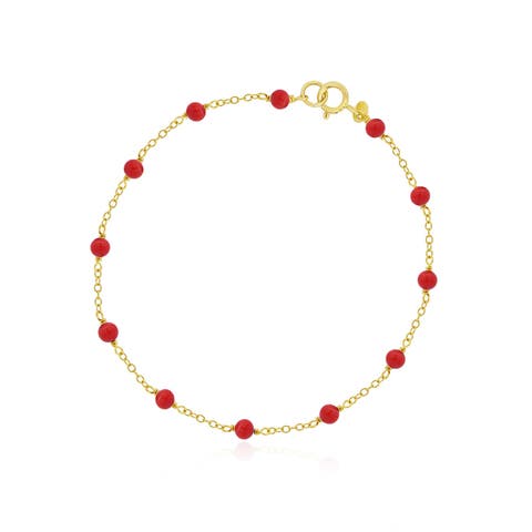Coral Bead Chain Bracelet