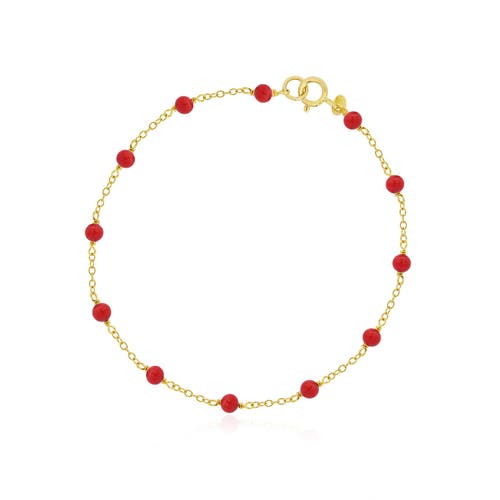 The Lovery Fine Jewelry Coral Bead Chain Bracelet In Orange