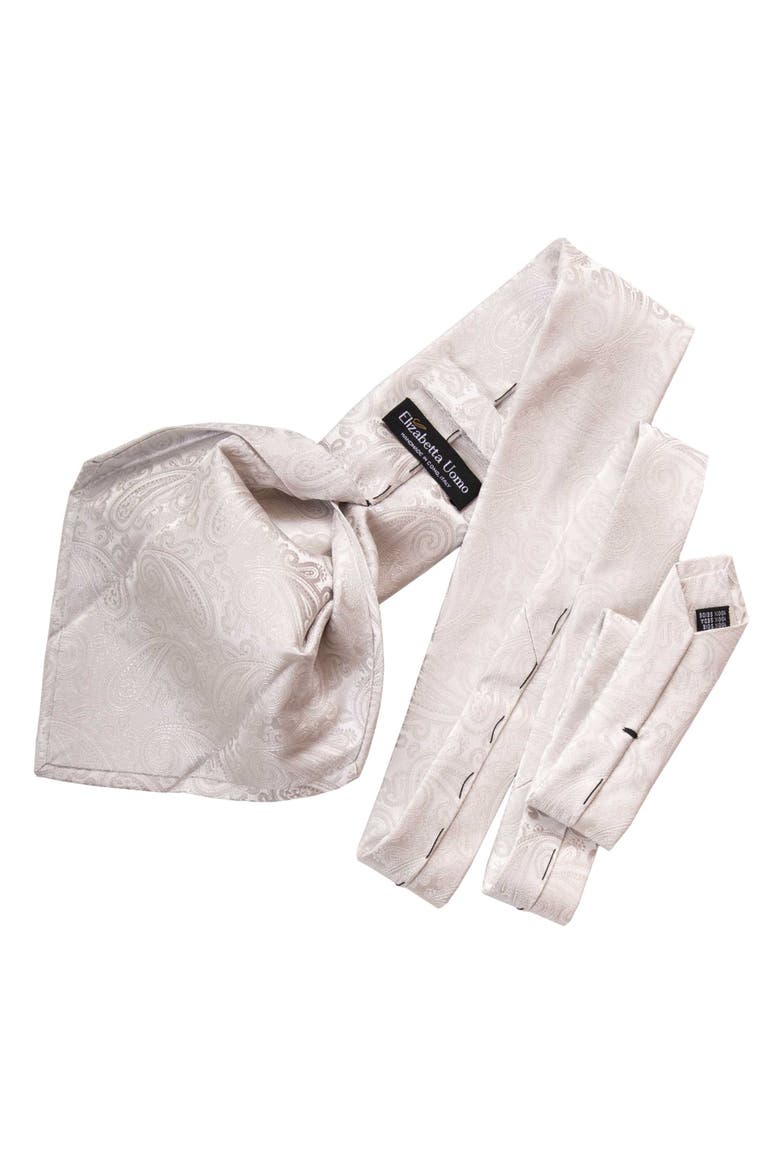 Soave - Silk Jacquard Tie for Men, Alternate, color, Silver Pearl