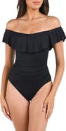 La Blanca Island Goddess Off the Shoulder One-Piece Swimsuit