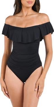 La Blanca Island Goddess Off the Shoulder One-Piece Swimsuit