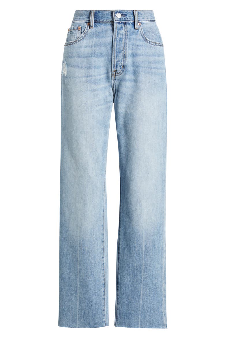 Cassie Raw Hem Super High Waist Straight Leg Jeans, Alternate, color, SAVVY VINTAGE