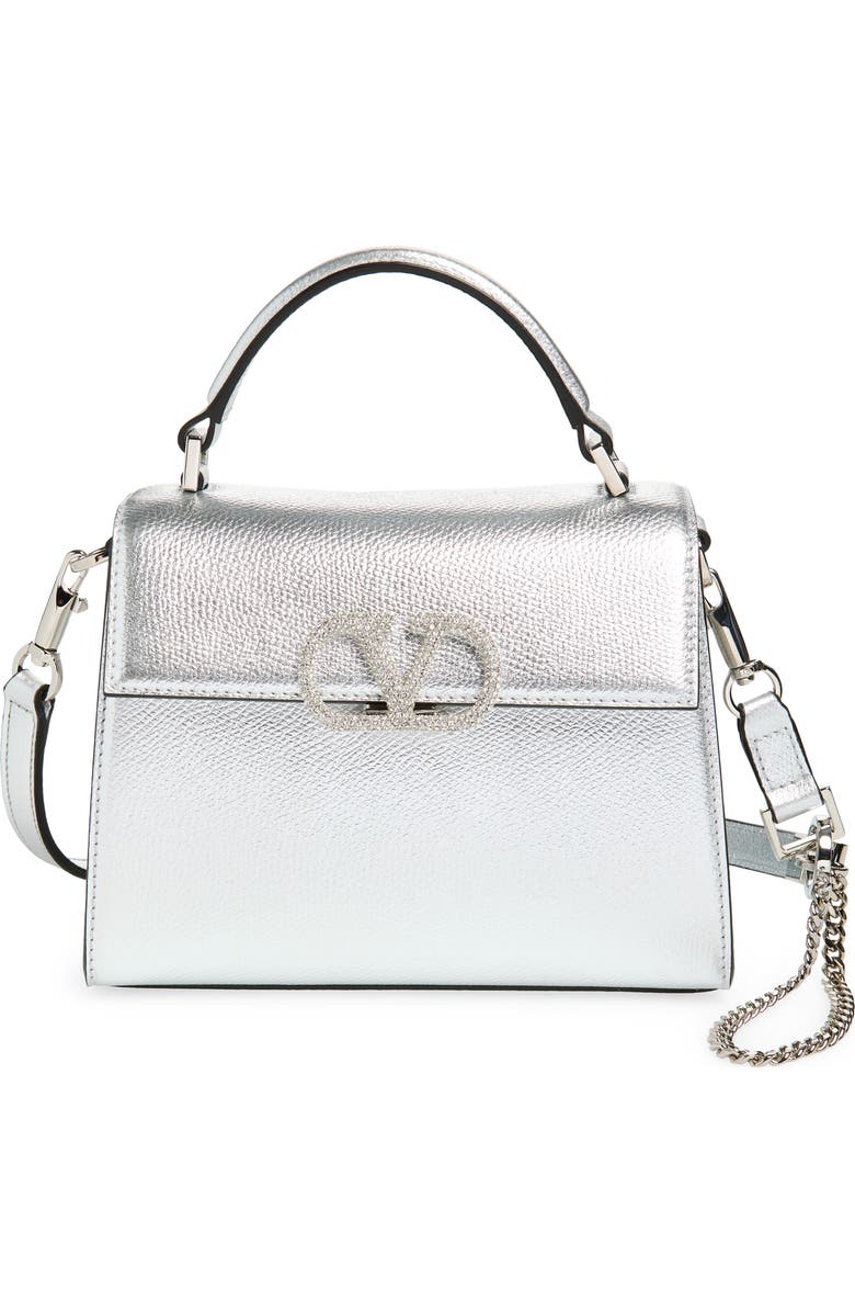 Valentino Garavani Mini Vsling Top Handle Bag, Main, color, Silver Lilac