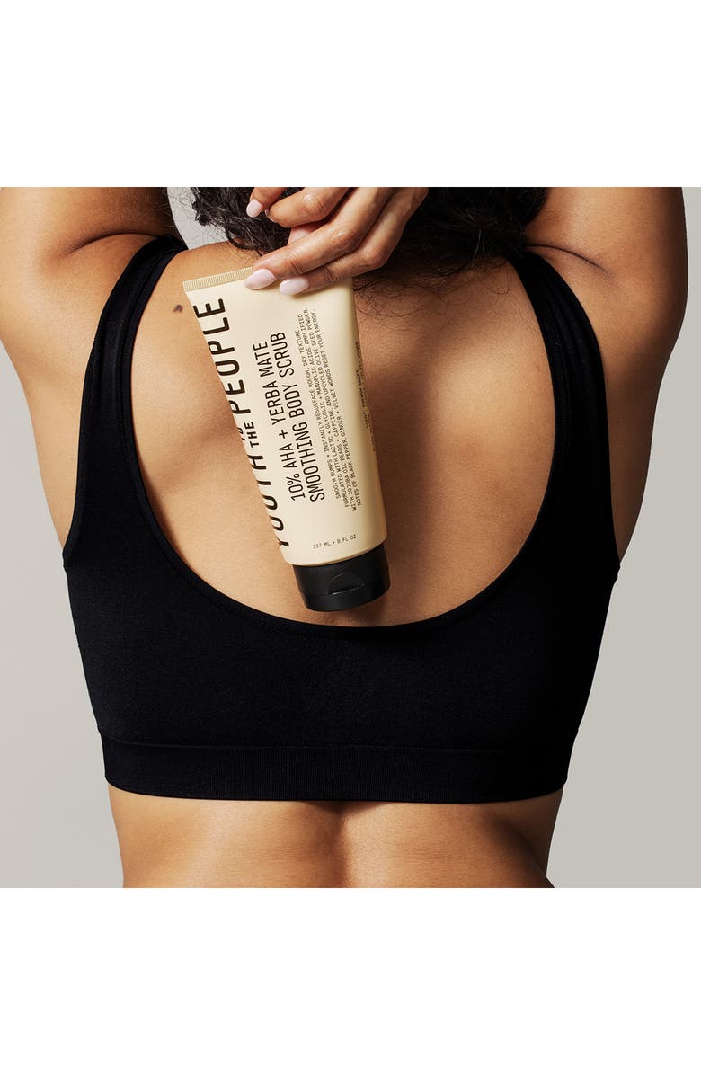 Youth to the People 10% AHA + Yerba Mate Smoothing Energy Body Scrub with Upcycled Olive Seed Powder, Alternate, color, 