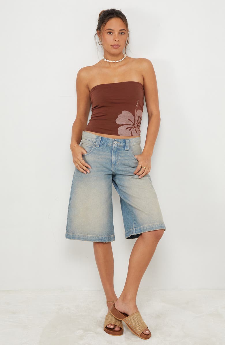 PacSun Hibiscus Tube Top, Alternate, color, Brown