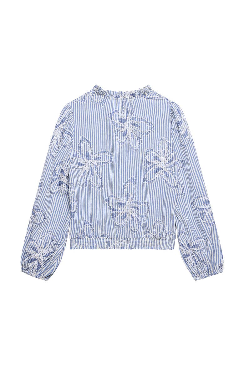Striped Embroidered Floral Blouse, Alternate, color, Blue