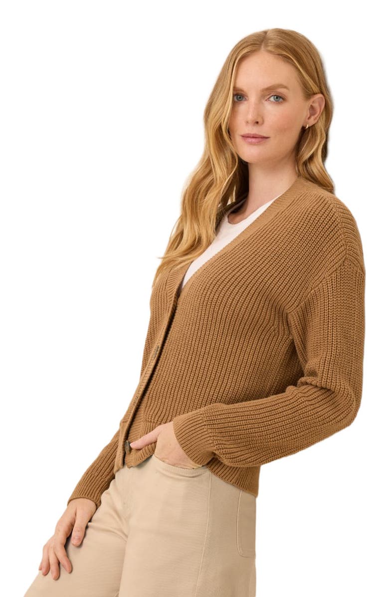 Pact Luxe Knit Cropped Cardigan, Alternate, color, Brown Sugar Heather