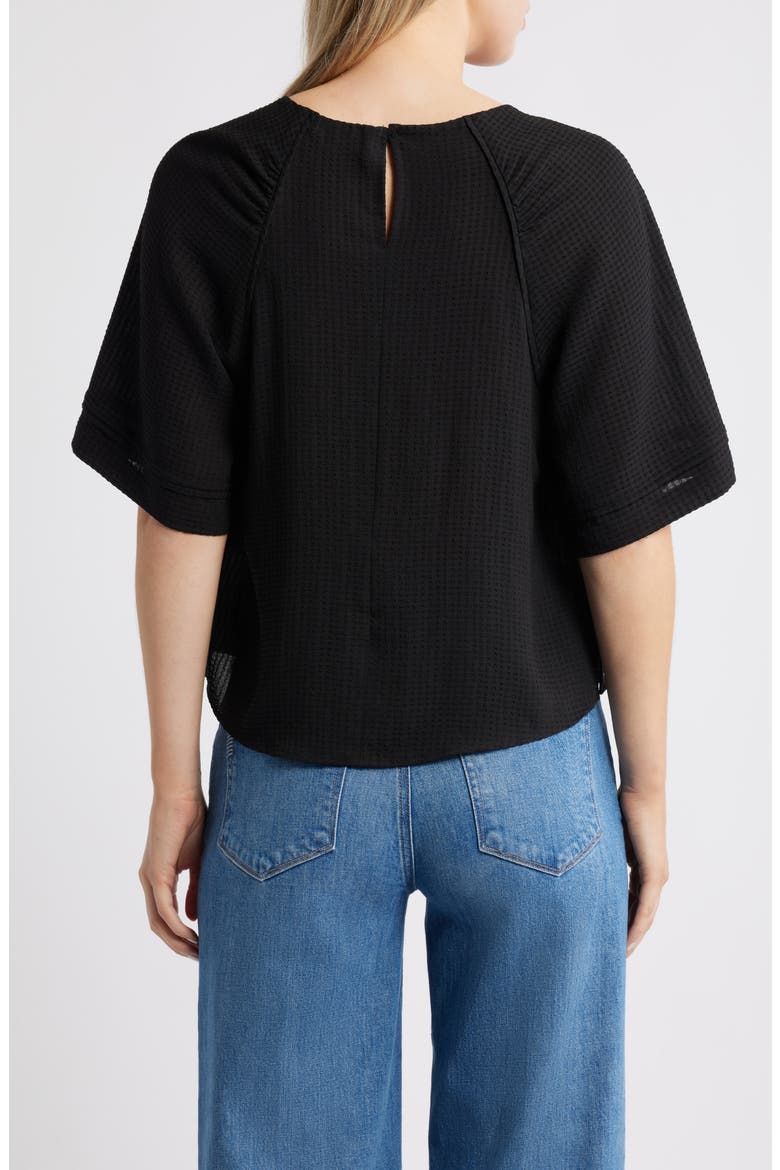 Shirred Bell Sleeve Top, Alternate, color, BLACK