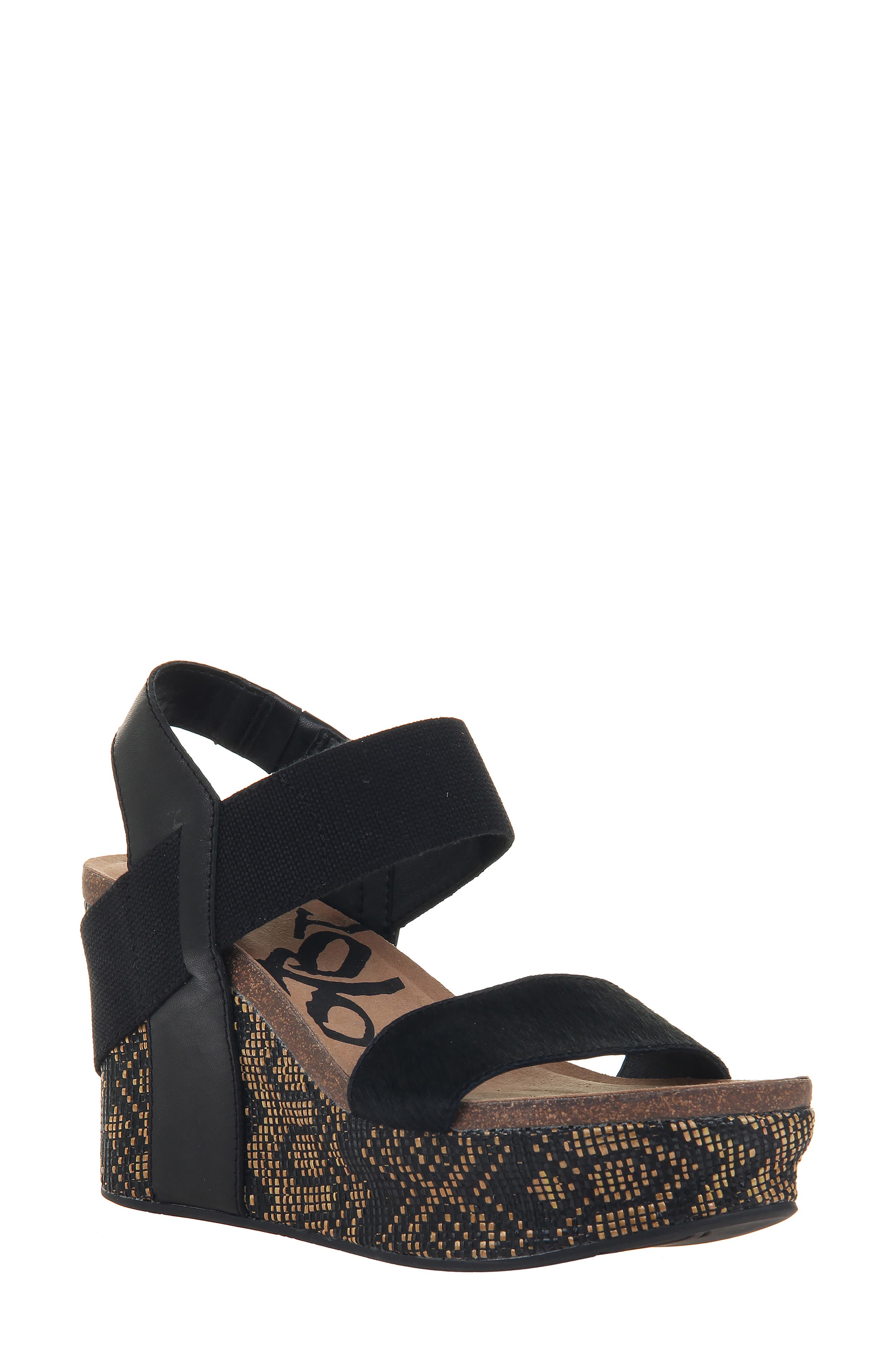 'Bushnell' Wedge Sandal, Main, color, BLACK JUTE / CALF HAIR
